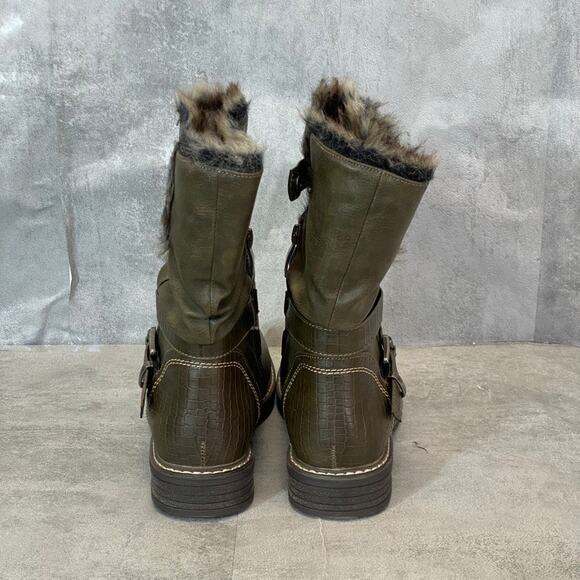 GC. SHOES Olive Bailey Faux Fur Inside Zip Round-Toe Block Heel Boots SZ 9 - Picture 4 of 7